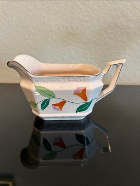 Knowles Mayglow Alice Ann Porcelain Creamer with Pink and Green Floral Accent